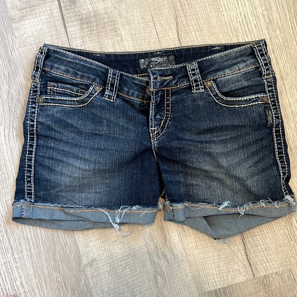 Denim Short with Silver Detail & Straps main image 1
